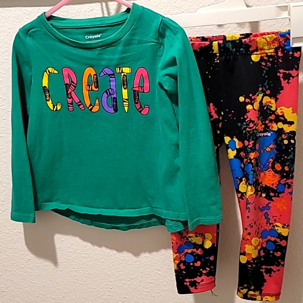 🔵 3/20Crayola toddler girl 2T outfit- leggings and long sleeve